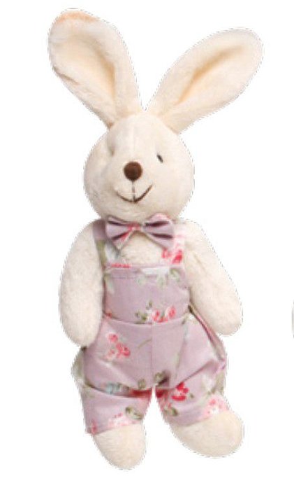 Mini Coelho de Pelúcia Macacão Floral Lilas 20cm - Ref 1827238ML Cromus