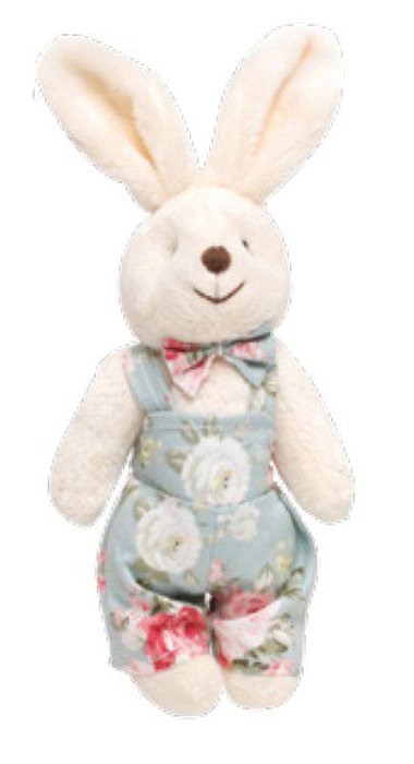 Mini Coelho de Pelúcia Macacão Floral Verde 20cm - Ref 1827238 Cromus