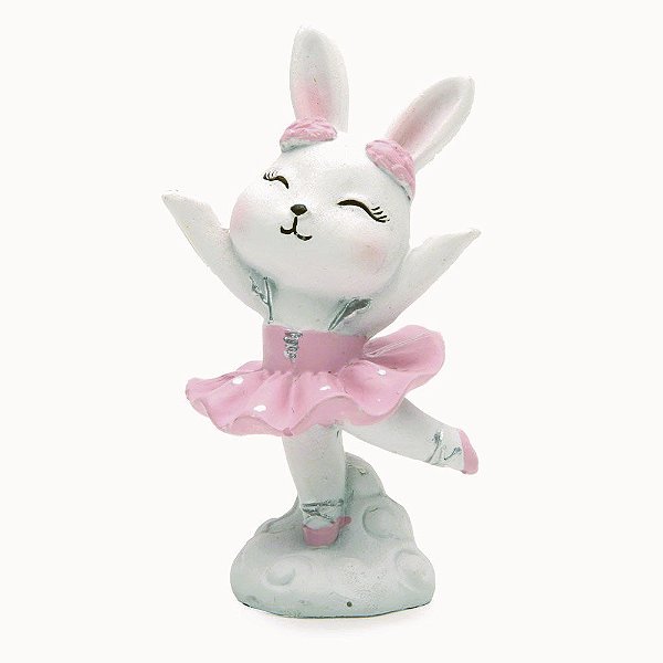 Coelha de Resina com Vestido Bailarina 10x6x5cm - Coleção Oetit Sweet - Ref 1014159 Cromus