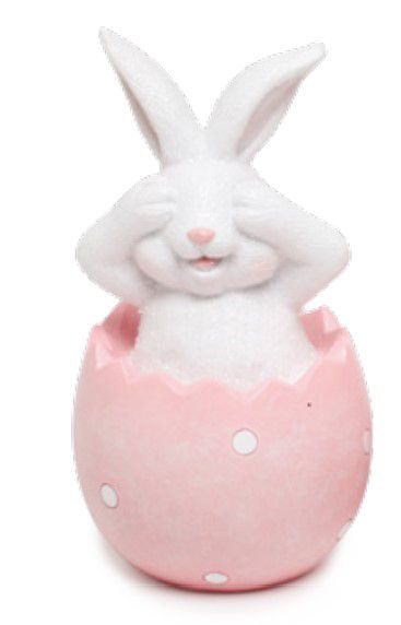 Coelho de Resina Dentro do Ovos Rosa com Mão no Olho 10x5x5cm - Coleção Cute Family - Ref 1827418R Cromus