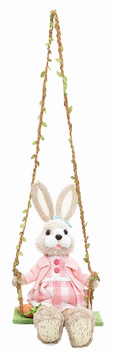 Coelha de Palha Italiana no Balaço 65x18x22cm - Coleção St Louis - Ref 1024892F Cromus