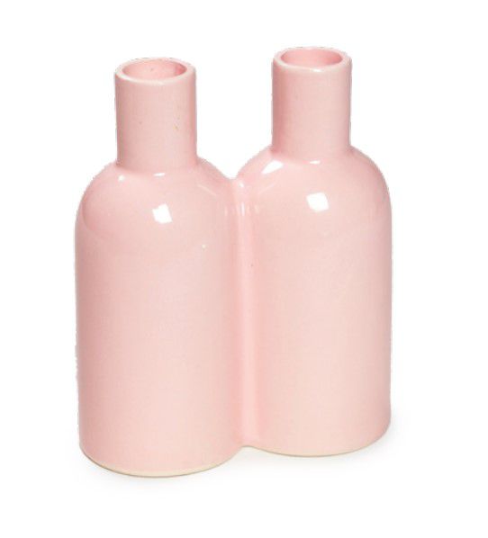 Garrafinha Dupla de Ceramica Rosa 15x06x12cm - Coleção Confeito - Ref 1821255 Cromus