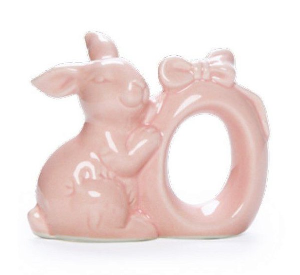 Coelho de Cerâmica Porta Guardanapo Rosa 8x8x4cm - Coleção Guloseima - Ref 1720717 Cromus