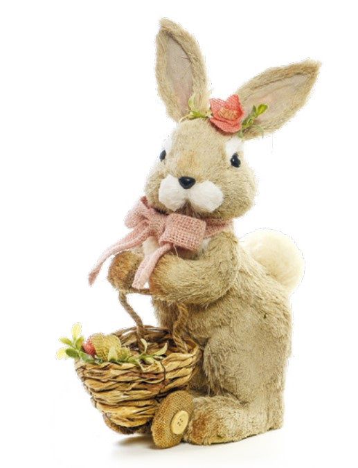 Coelha de Palha Italiana em Pé com Carrinho 35x15x27cm - Coleção Tartufo - Ref 1823422 Cromus