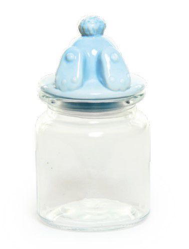 Pote de Vidro com Tampa de Cerâmica e Pezinho Coelho 250Ml 15x8x8cm - Ref 1823973 Cromus