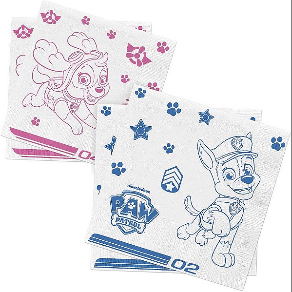 Guardanapo de Papel Decorado Festa Patrulha Canina Branco Core 50 un Ref 116354.0 Regina(out)