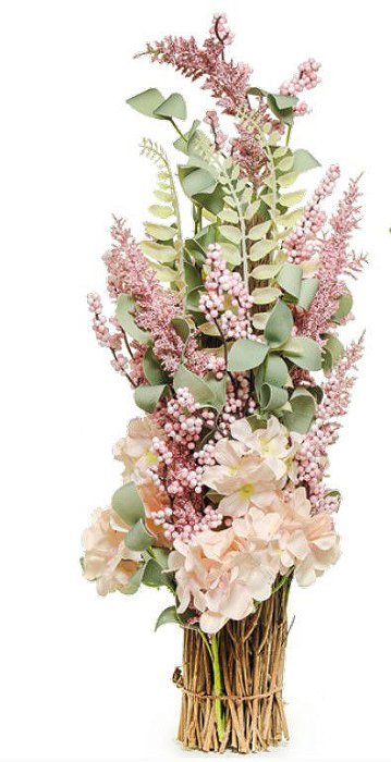 Bouquet Arranjo de Galhos e Flores Rustica Rosa 50x20cm - Coleção Fondant - Ref 1823748 Cromus