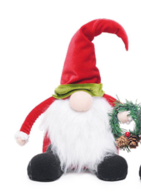 Kringle Gnomo Sentado Vermelho e Verde com Guirlanda 30x20x14cm - Coleção Michigan - Ref 1014193 Cromus
