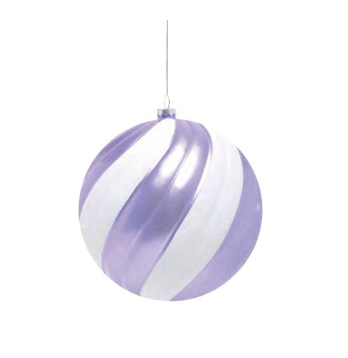Bola de Natal Candy Lilas e Branco 20cm com 1 Unidade- Trend Rainbow - Ref 1019751 Cromus