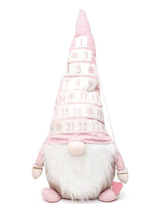 Boneco Gnomo Kringle Calendário Rosa e Branco 90x38x22cm - Coleção Rainbow - Ref 1203307 Cromus