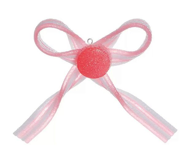 Enfeite de Pendurar Laço Balinha Rosa e Branco 10x10x2cm - Trend Candy - Ref 1413641 Cromus