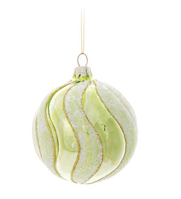 Bolas de Vidro Gomos Verde Claro 8cm Jogo com 4Un - Ref 1014389 Cromus