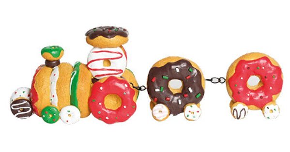Trem de Donuts de Resina 12x35x8cm - Coleção Biscoito Amanteigado - Ref 1921916 Cromus