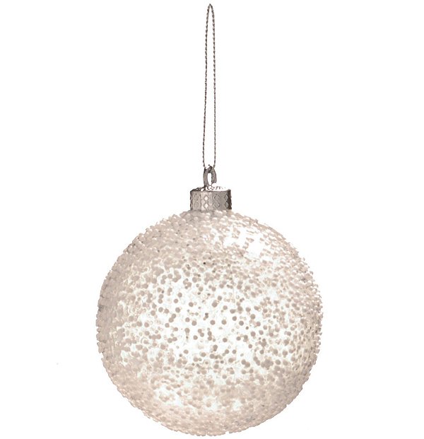 Bolas de Natal Branca Flocada 8cm Jogo com 6Un - Ref 1592383 Cromus