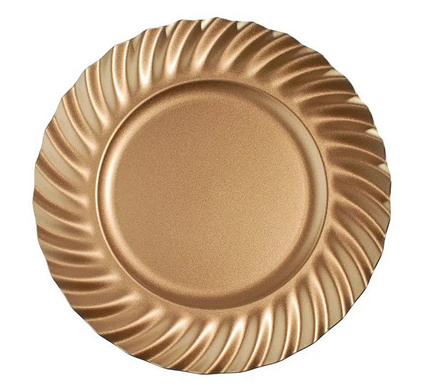 Sousplat de Melamina Borda Ondas Dourada 33cm - Ref 1690949 Cromus