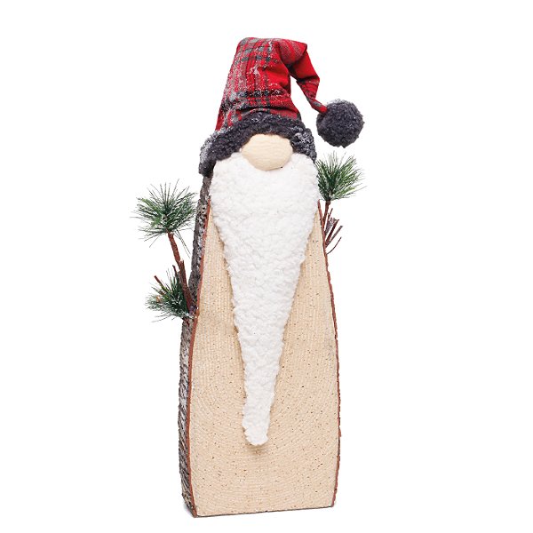 Gnomo Kringle em Pé com Corpo Tipo Madeira e Braços de Galhos 50x17x5cm - Ref 1921577 Cromus