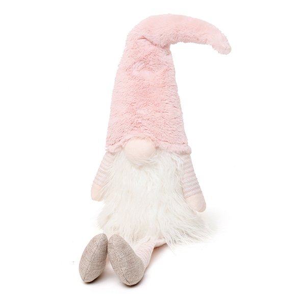 Boneco Kringle Gnomo Sentado com Roupa Rosa Perna Longa 28x16x30cm - Ref 1203306 Cromus