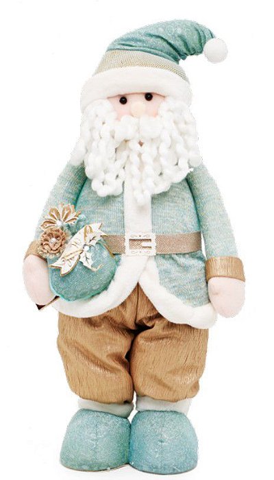 Papai Noel em Pé com Roupa Azul Claro e Dourado 60x25x14cm - Coleção Smash - Ref 1205762 Cromus