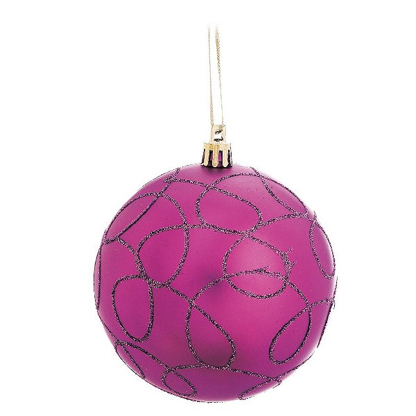 Bola de Natal Arabesco Lilas e Roxo 8cm Jogo com 6 Unidades - Ref 1213547 Cromus