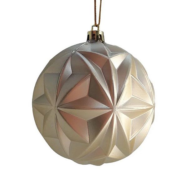 Bolas de Natal Fosca Chá com Estrelas 8cm Jogo com 6 Unidades - Ref 1107862 Cromus