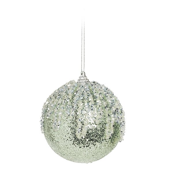 Bolas de Natal Verde Menta com Glitter 8cm Jogo com 6 Unidades - Ref 1923686 Cromus