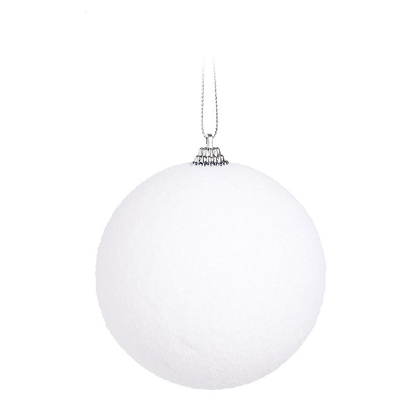Bolas de Natal Branco Nevado Fosco 8cm Jogo com 6Un - Bolas Natalinas - Ref 1923546 Cromus