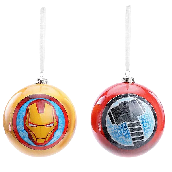 Bolas de Natal Avengers Herois Sortida 10cm Jogo com 2 Unidades - Natal Marvel - Ref 1118114 Cromus