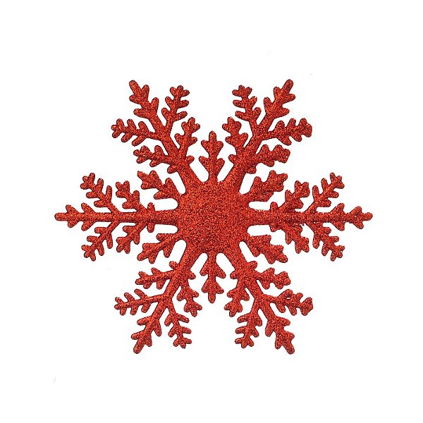 Enfeite de Pendurar Flocos de Neve Vermelho 15x15x1cm Jogo com 6 Unidades - Ref 1690347 Cromus