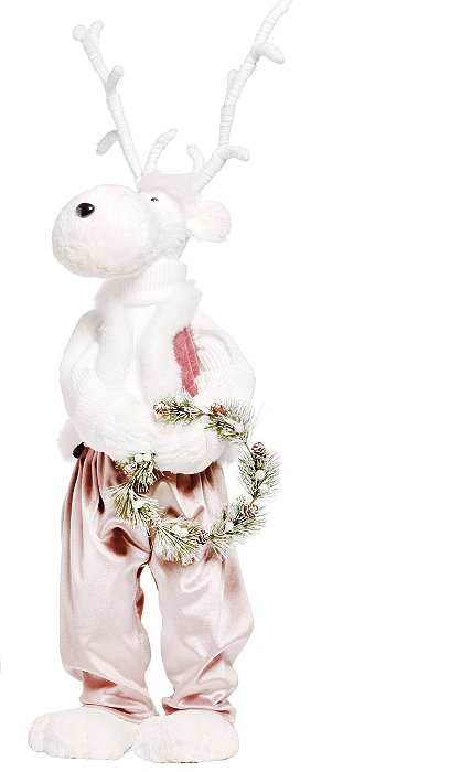 Rena Branca de Palha com Macacão Rosê 86cm - Coleção La Perle - Ref 1691514 Cromus