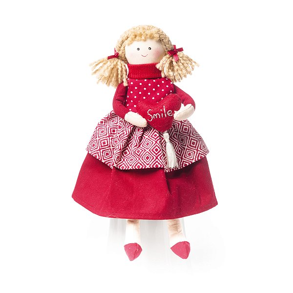 Boneca de Tecido com Coração Smile Vermelho 20x10x5cm com 1 Unidade - Dolls - Ref 1240459 Cromus