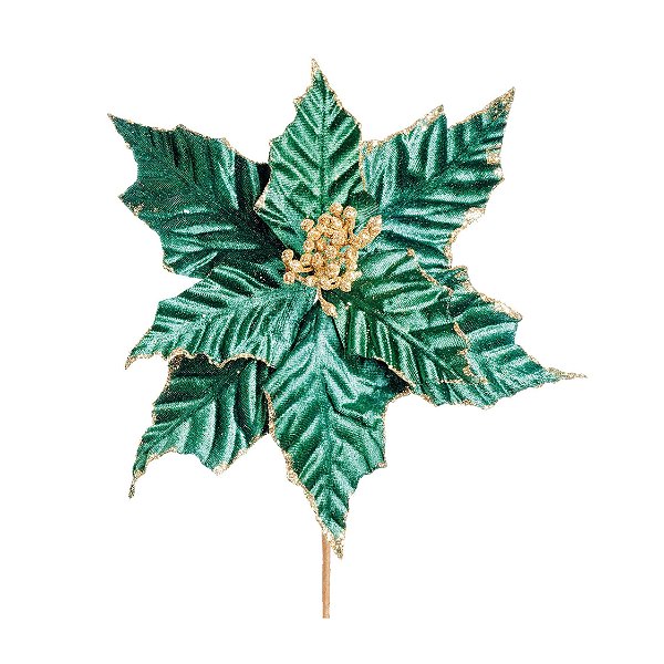 Flor de Natal Poisentia Azul Tiffany com Glitter - Flores Cabo Curto - Ref 1920748 Cromus