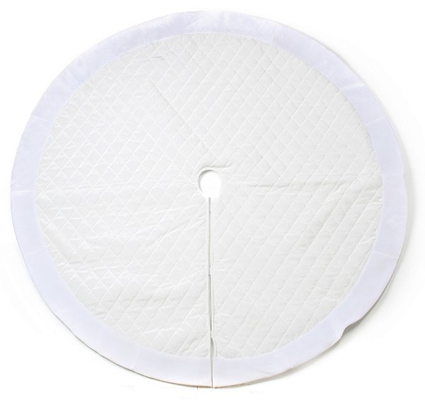 Saia Para Árvore de Natal 75cm Branca Matelassê com Borda Branca Pelúcia - Ref 1715583 Cromus Natal