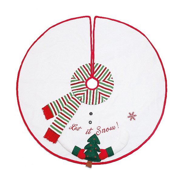 Saia Para Árvore de Natal 120cm Branca com Cachecol Listrado - Ref 1921214 Cromus Natal