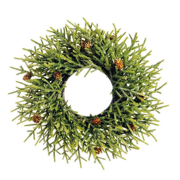 Guirlanda de Natal Galhos de Pinheiros com Mini Pinhas 40x40x10cm - Ref 1592345 Cromus