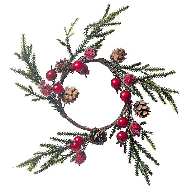 Mini Guirlanda de Natal com Frutas e Galhos 25x25x3cm - Ref 1640162 Cromus