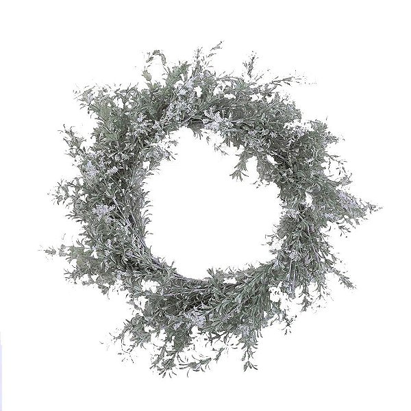 Guirlanda de Natal Galhos Verdes Nevados 60x60x10cm - Ref 1107262 Cromus