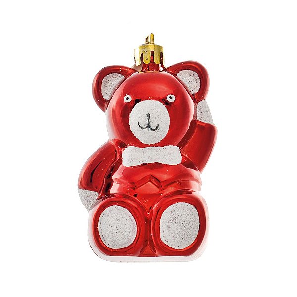 Enfeite Para Pendurar Urso Sentado Vermelho 8x5x5cm com 3 Unidades - Ref 1593312 Cromus