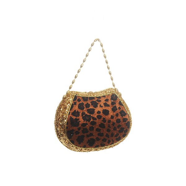 Enfeite de Pendurar Bolsa Oncinha com Dourado 10x10x3cm com 1 Unidade - Ref 1314308 Cromus