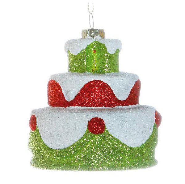 Enfeite Pendurar Bolo Verde e Vermelho 10x6x6cm com 1 Un - Ref 1411410 Cromus