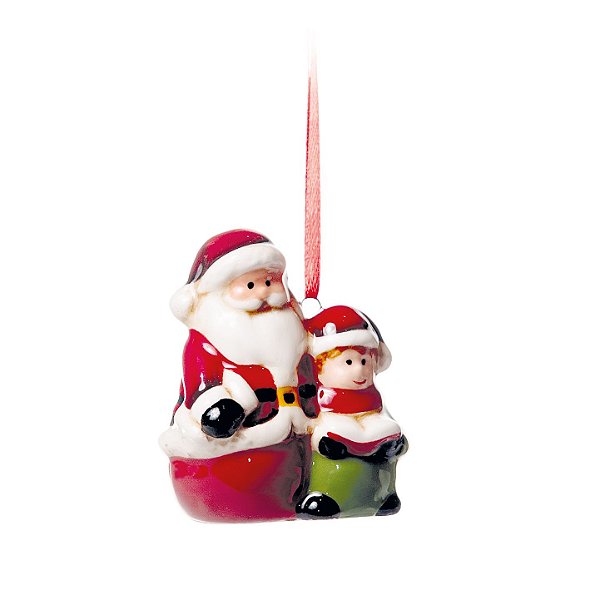 Enfeite de Pendurar Papai Noel com Menino 5x5x5cm com 1 Un - Ref 1350429 Cromus