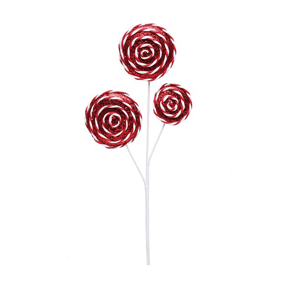 Galho Natalino Pick Pirulitos Canes Vermelho e Branco 30x12x2cm com 1 Un - Ref 1203749 Cromus