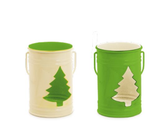Balde com Pinheiros Branco e Verde 9x7cm com 2 Unidades - Ref 1212653 Cromus