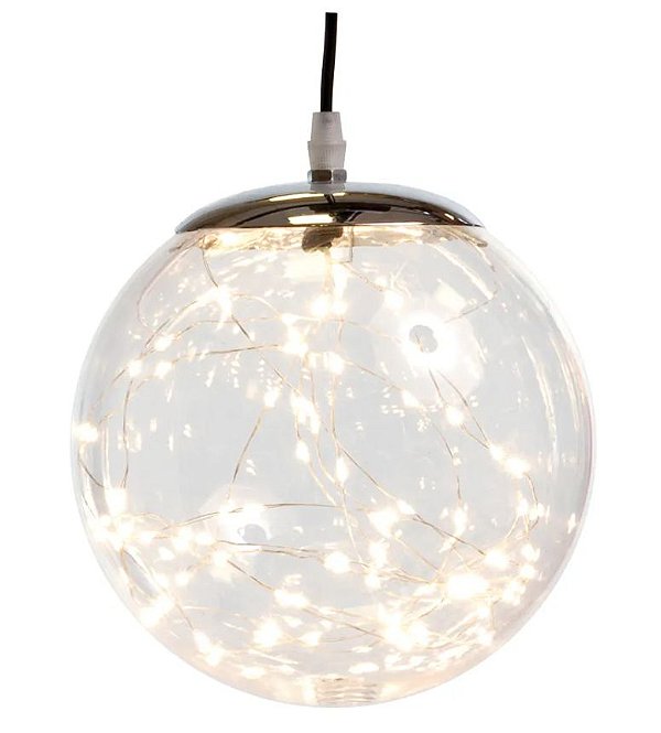 Bola de Acrilico com 80 Leds Cor Clara Bivolt 20x20x20cm com 1 Unidade - Ref 1691953 Cromus