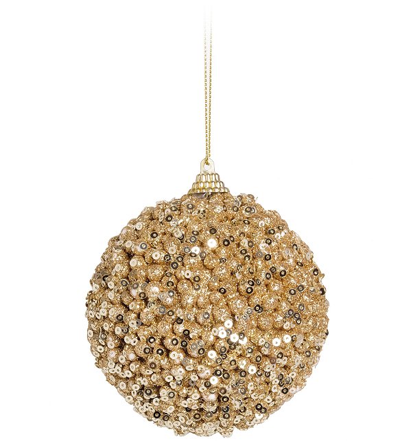 Bola de Natal Decorada Dourada com 10cm Jogo com 4 Un - Ref 1923673 Cromus