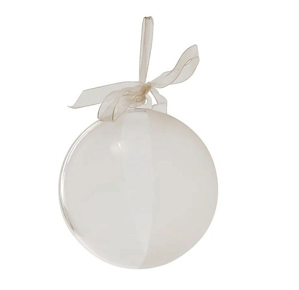 Enfeite Bola de Acrilico Bipartida Lisa e Fosca com Fita de Organza 8cm com 1 un - Ref 1210173 Cromus