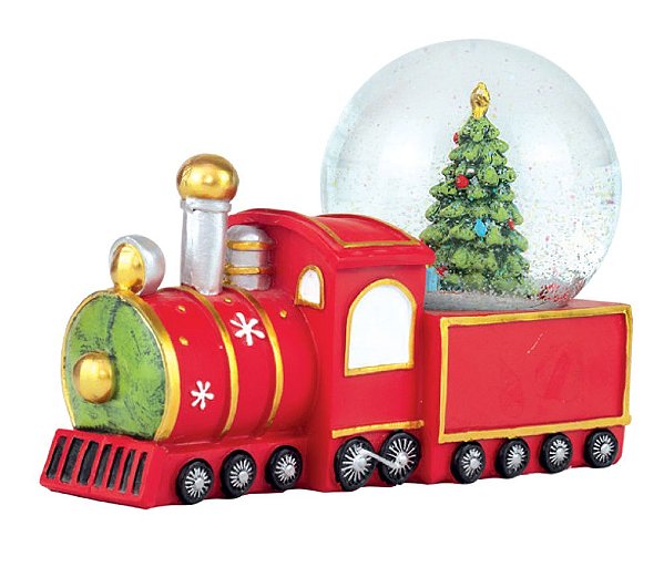 Globo de Água Trem Vermelho com Luz e Música 24x17x12cm - Ref 1021551 Cromus
