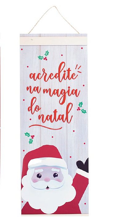 Quadro de Madeira Adesivado - Acredite na Magia do Natal - 120x42x2cm - Ref 1109947 Cromus
