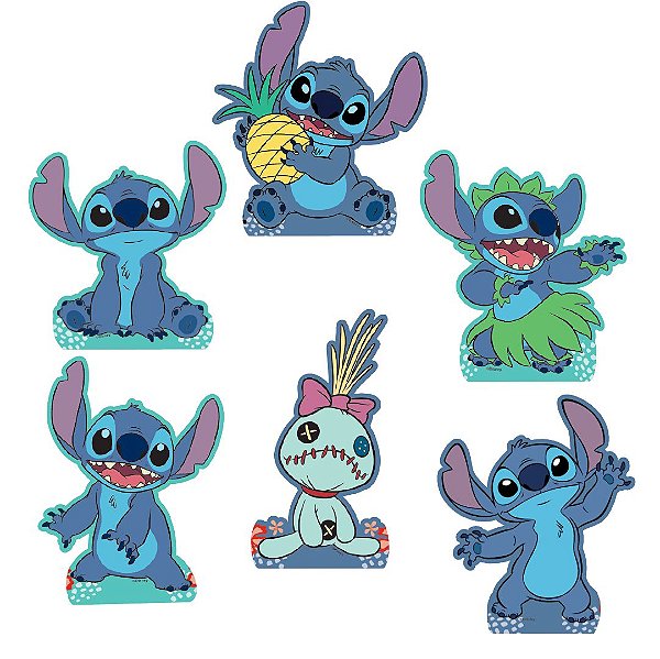 Kit Enfeite Impresso de E.V.A Festa Stitch com 6 Un - Ref 321007 Piffer