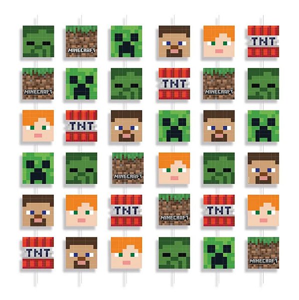 Cortina Decorativa Festa Minecraft 12.5x90cm com 6 Tiras - Ref 23012686 Cromus