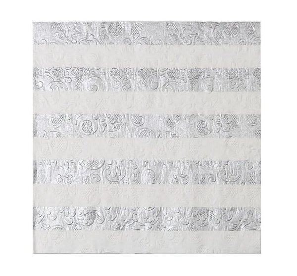 Guardanapo de Papel Listras Branco e Prata 33x33cm com 20 Folhas - Ref 1719571 Cromus